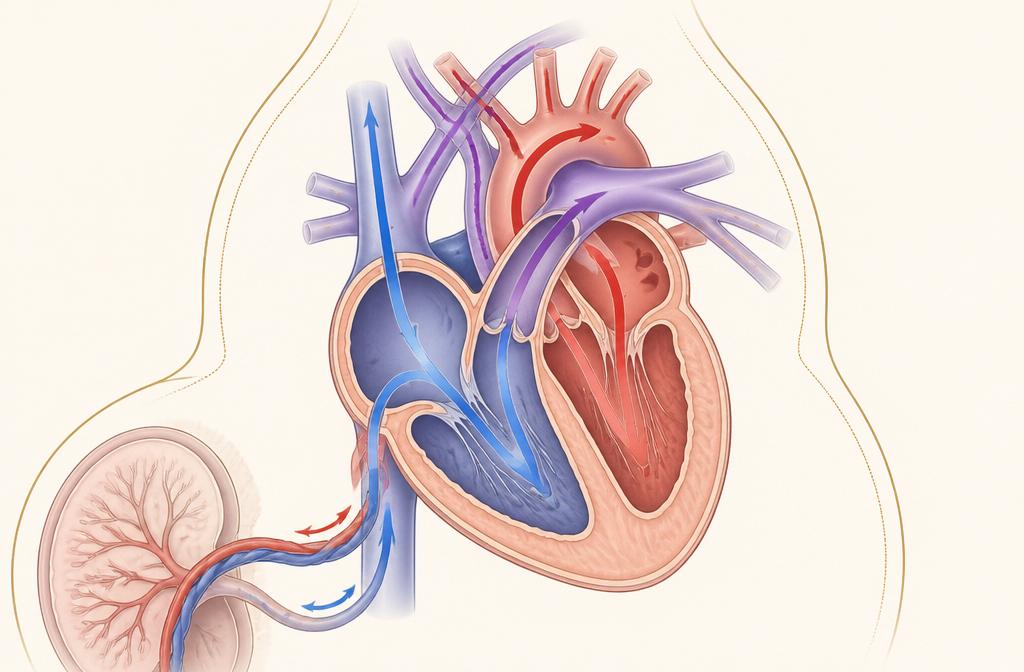 Ilustração de como é feito o ecocardiograma fetal: fluxo sanguíneo avaliado pelo Doppler colorido